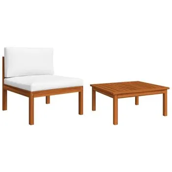  Set mobilier de grădină cu perne, 2 piese, lemn masiv acacia