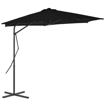  Umbrelă de grădină, stâlp din oțel, negru, 300x230 cm