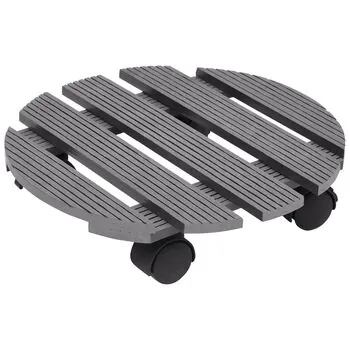  Suporturi de plante cu role, 2 buc., gri, Ø30x7,5 cm, WPC