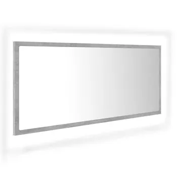  Oglindă de baie cu LED, gri beton, 100x8,5x37 cm, acril