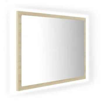  Oglindă de baie cu LED, stejar sonoma, 60x8,5x37 cm, acril