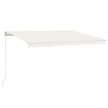  Copertină retractabilă manual cu LED, crem, 450x300 cm