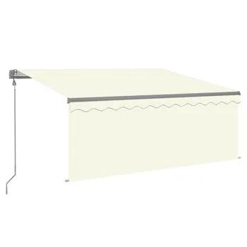  Copertină automată cu stor&LED&senzor de vânt, crem, 3x2,5 m  