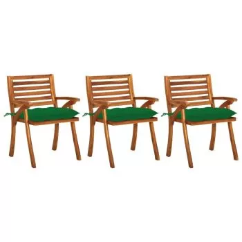 Set 3 bucati scaune de gradina cu perne, verde