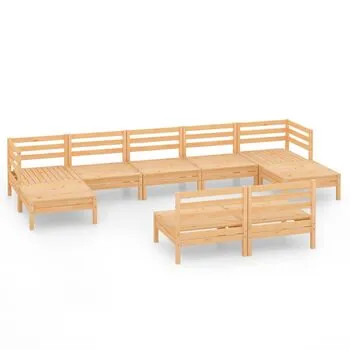  Set mobilier de grădină, 9 piese, lemn masiv de pin