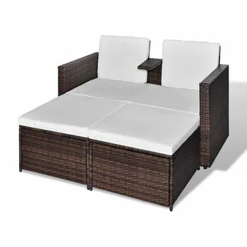  Set mobilier de grădină cu perne, 4 piese, maro, poliratan