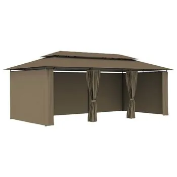  Pavilion cu perdele, gri taupe, 600 x 298 x 270 cm, 180 g/m²