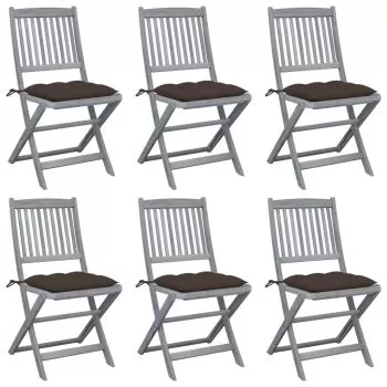 Set 6 bucati scaune pliabile de exterior, gri taupe