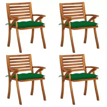 Set 4 bucati scaune de gradina cu perne, verde
