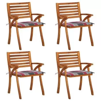 Set 4 bucati scaune de gradina cu perne, model rosu