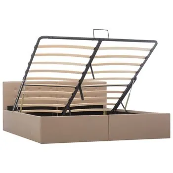  Cadru pat hidraulic, depozitare cappuccino 160x200 cm piele eco