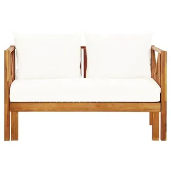  Bancă grădină cu 2 locuri & perne, 122 cm, lemn masiv acacia