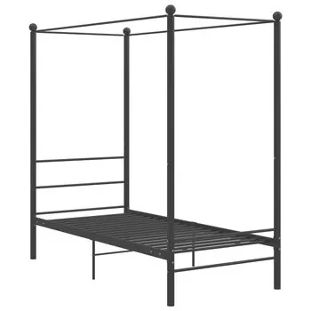  Cadru de pat cu baldachin, negru, 100x200 cm, metal