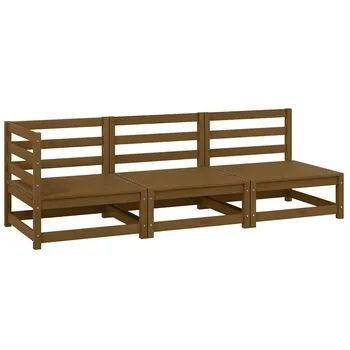  Set mobilier de grădină, 3 piese, maro miere, lemn masiv de pin