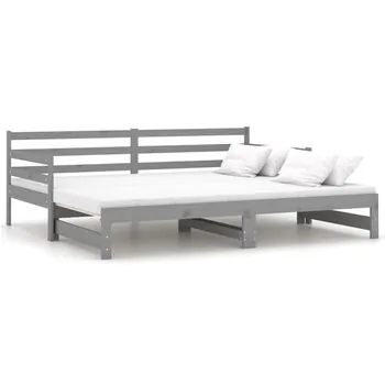  Pat extensibil de zi, gri, 2x(90x200) cm, lemn masiv de pin