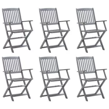 Set 6 bucati scaune pliabile exterior, gri