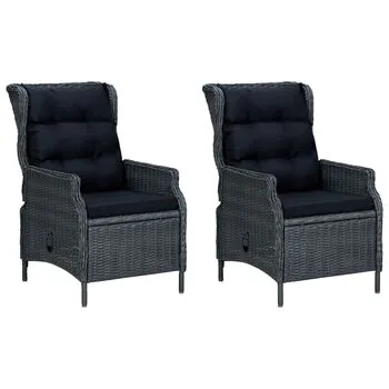 Set mobilier exterior cu perne, 9 piese, gri închis, poliratan