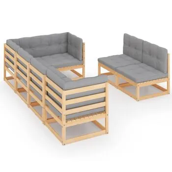  Set mobilier de grădină cu perne, 7 piese, lemn masiv de pin