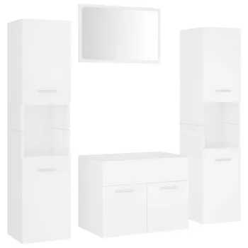  Set mobilier de baie, alb, lemn prelucrat