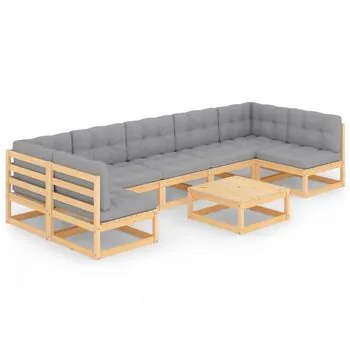  Set mobilier de grădină din 8 piese, lemn masiv de pin