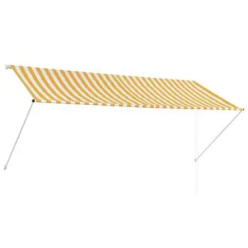  Copertină retractabilă, galben și alb, 300 x 150 cm