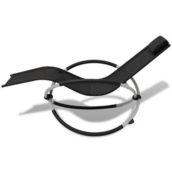  Șezlong de plajă geometric, negru și gri, oțel