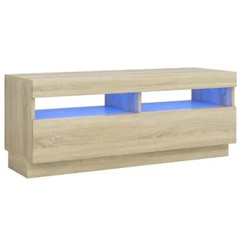  Comodă TV cu lumini LED, stejar sonoma, 100x35x40 cm