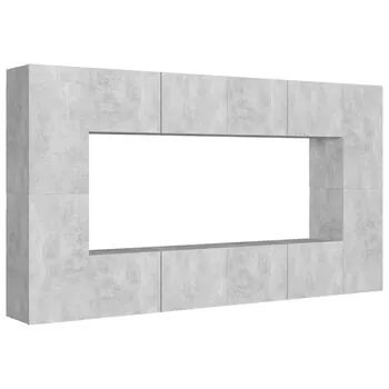  Set de dulapuri TV, 8 piese, gri beton, lemn prelucrat