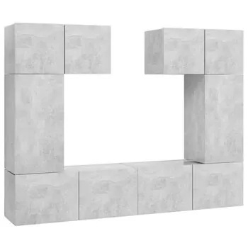  Set de dulapuri TV, 6 piese, gri beton, lemn prelucrat