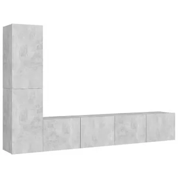  Set de dulapuri TV, 4 piese, gri beton, lemn prelucrat