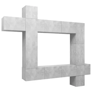  Set de dulapuri TV, 9 piese, gri beton, lemn prelucrat