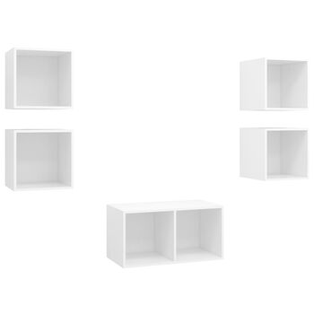  Set de dulapuri TV, 5 piese, alb, lemn prelucrat