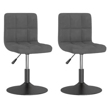  Scaune de bucătărie pivotante, 2 buc, gri închis, catifea
