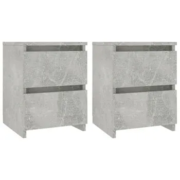  Noptiere, 2 buc., gri beton, 30x30x40 cm, lemn prelucrat