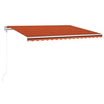  Copertină automată senzor vânt&LED, portocaliu/maro, 400x300 cm
