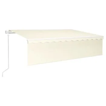 Copertină retractabilă manual cu stor, crem, 6x3 m