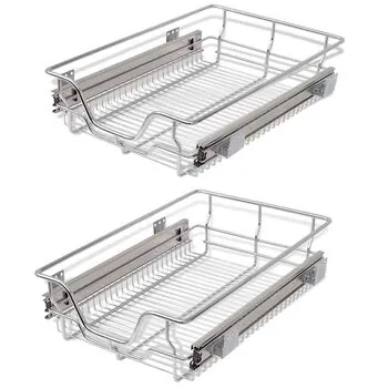  Coșuri din sârmă retractabile, 2 buc., argintiu, 400 mm