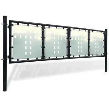  Poartă de gard cu o ușă, negru, 300x150 cm