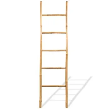  Scară pentru prosoape cu 5 trepte, bambus, 150 cm
