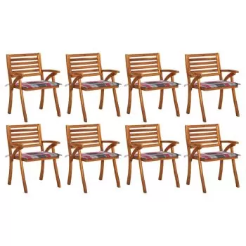 Set 8 bucati scaune de gradina cu perne, model rosu