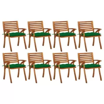 Set 8 bucati scaune de gradina cu perne, verde