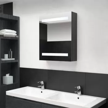 Dulap de baie cu oglinda si LED, antracit