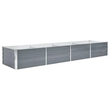  Strat înălțat de grădină, gri, 320 x 80 x 45 cm oțel galvanizat