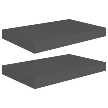  Rafturi de perete suspendate 2 buc., negru, 40x23x3,8 cm, MDF