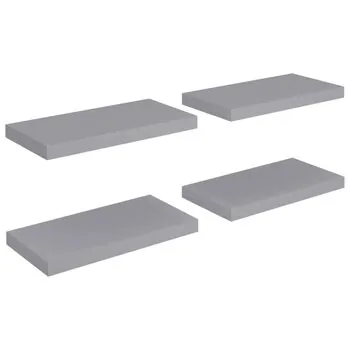  Rafturi de perete suspendate, 4 buc., gri, 50x23x3,8 cm, MDF