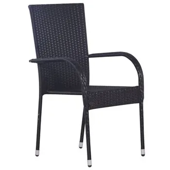  Scaune de exterior stivuibile, 6 buc., negru, poliratan
