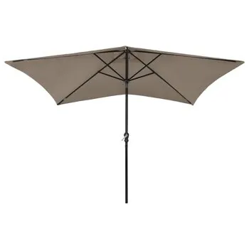  Umbrelă de soare cu stâlp din oțel & LED-uri, taupe, 2x3 m