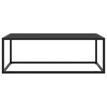  Măsuță de cafea, neagră cu sticlă neagră, 100x50x35 cm