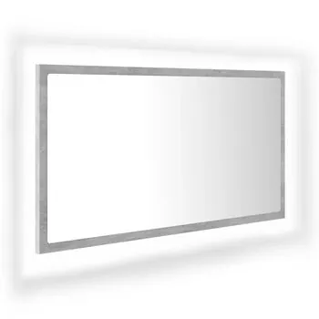  Oglindă de baie cu LED, gri beton, 80x8,5x37 cm, acril