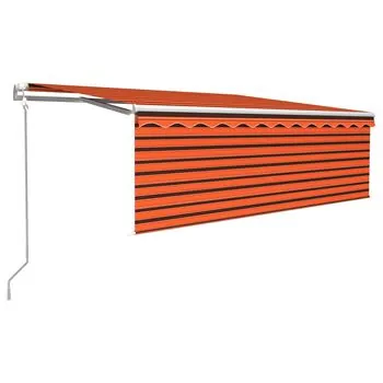  Copertină automată stor LED senzor vânt portocaliu&maro 4,5x3 m 